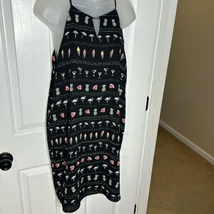 Finn & Grace Anthropologie Black Tropical MIDI Sheath Dress